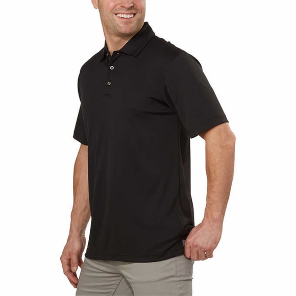 Men's Moisture Wicking Performance Polo, Black - Picture 4 of 5